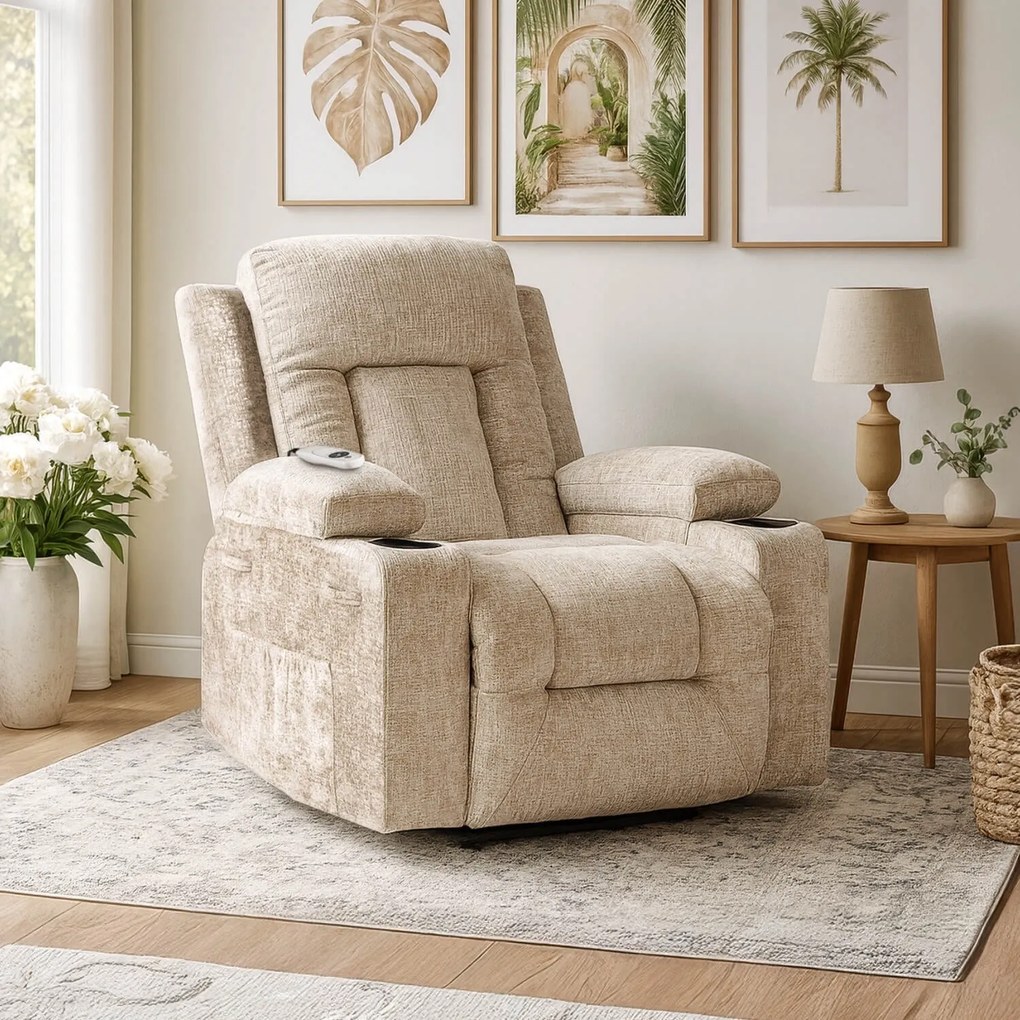 Masszázsfotel Banesto (bézs bársony) . Akció -21%. 1128929