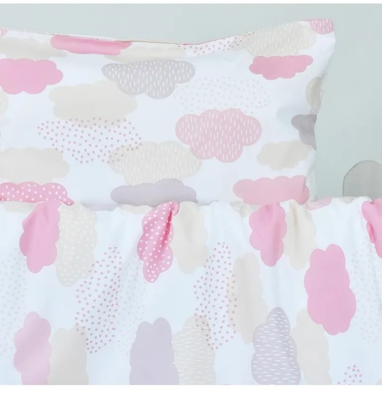 EMI felhős rózsaszín gyerek ágyneműhuzat, Gyerekgarnitúra 90x130 + 45x65