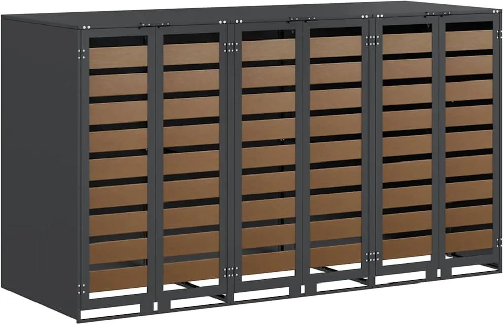 vidaXL Gurulós kuka tároló 3 kukához Antracit 340 x 77.5 x 115.5 cm