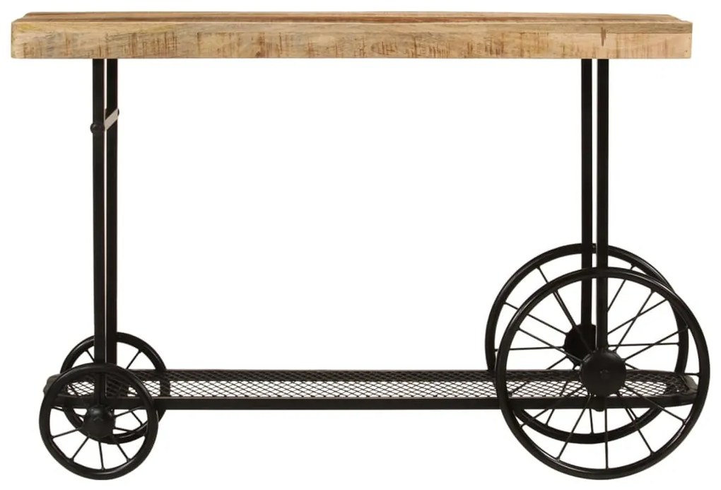 tömör mangófa és vas tálalóasztal 112x36x76 cm