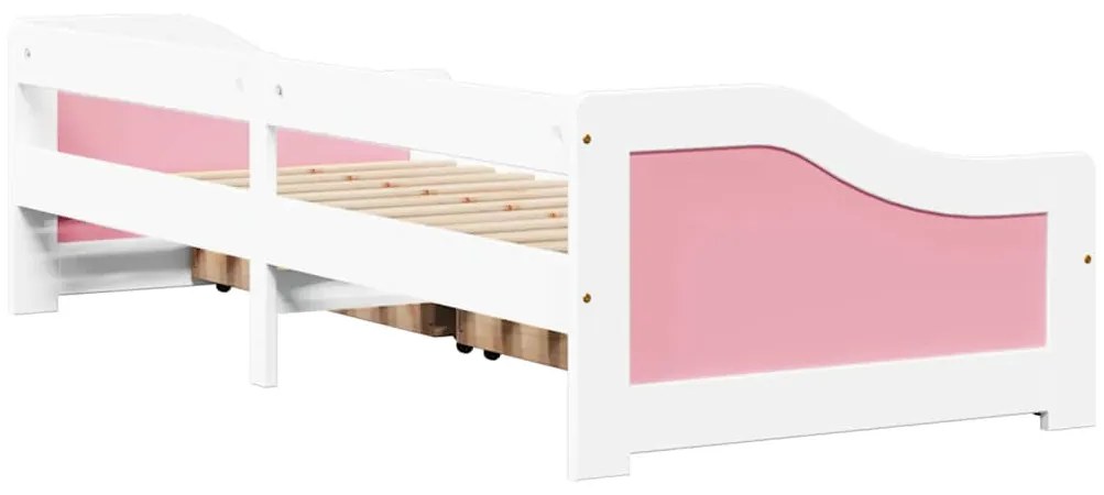 Napozóágy 2 fiókkal matrac nélkül IRUN Fehér&amp;Rózsaszín 90x200cm