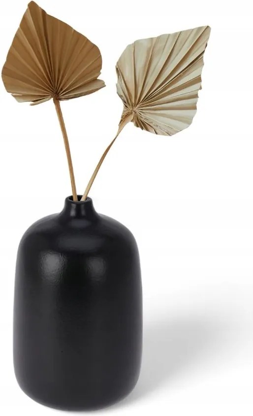 Toledo pöttyös kis váza, 20x12 cm, kerámia váza, fekete