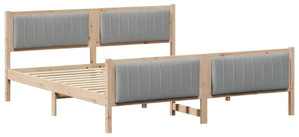Ágykeret Barna és világosszürke 180 x 200 cm Tömör fenyőfa