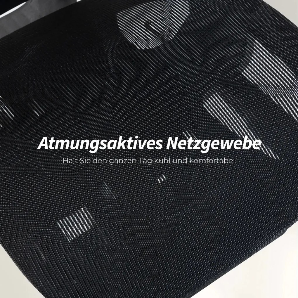 HOMCOM Prémium ergonomikus irodai szék, állítható derék- és fejtámlával, 6D karfákkal, lábtartóval, hálós, fekete