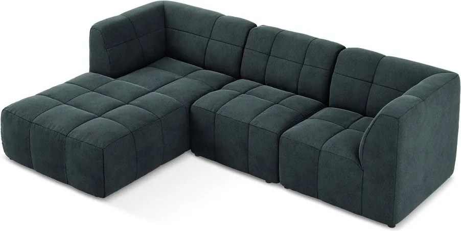 Kék bársony sarokkanapé (bal oldali-heverő résszel) Aloha – Makamii