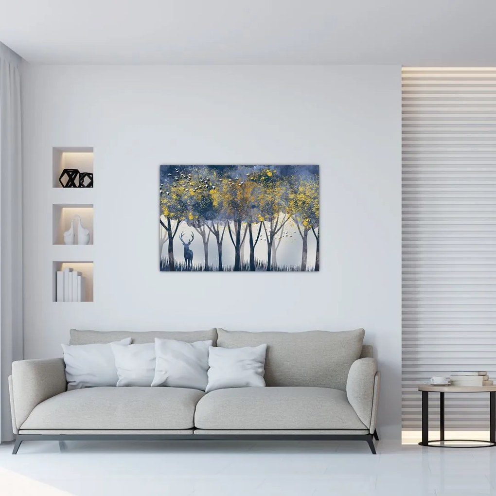 Kép egy szarvasról az erdőben (90x60 cm)