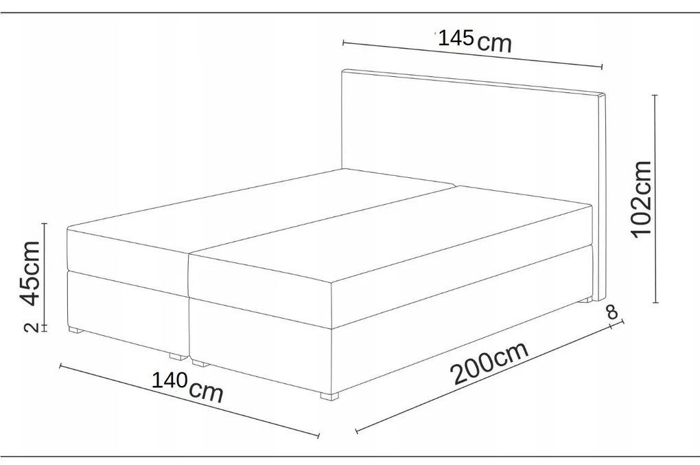 Franciaágy Boxspring 140 cm Lilac (minta + barna) (matraccal és tárolóhellyel). 1046641