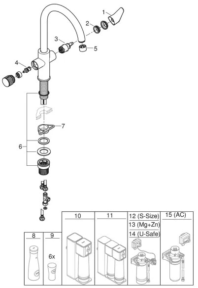 GROHE 30592000 - Mosogató csaptelep BLUE PURE StartCurve 411 mm, fényes króm