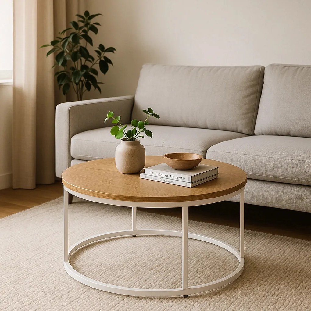 Dohányzóasztal Tölgy/Fehér Színben. ANN MAX