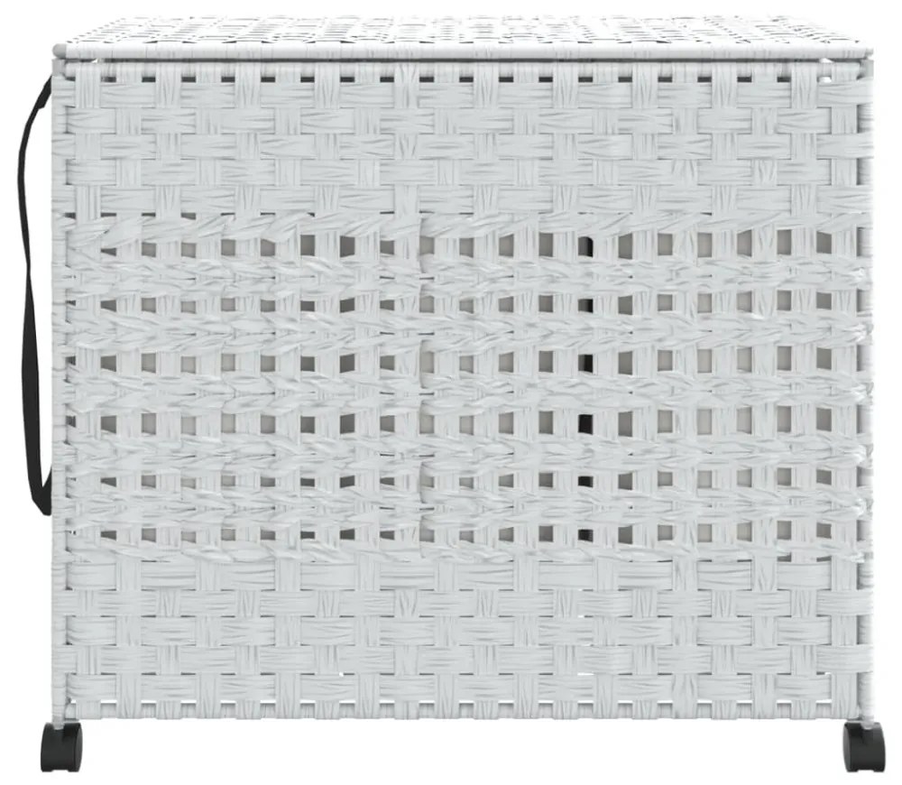 fehér rattan szennyeskosár kerekekkel 66x35x60 cm