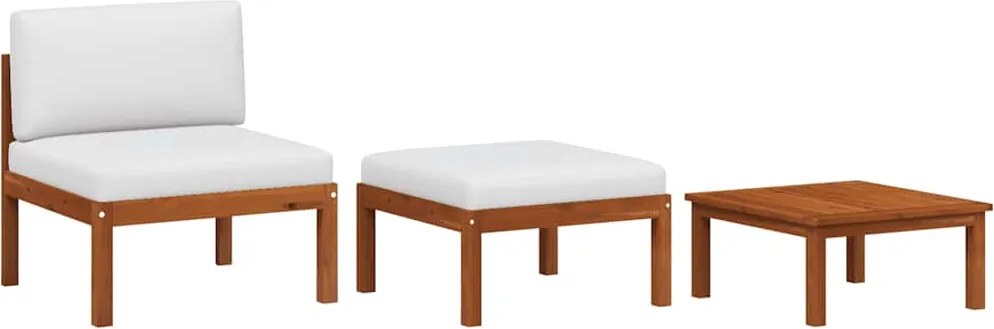 vidaXL 3 részes kerti pihenőgarnitúra párnákkal, akácfából és kötélből