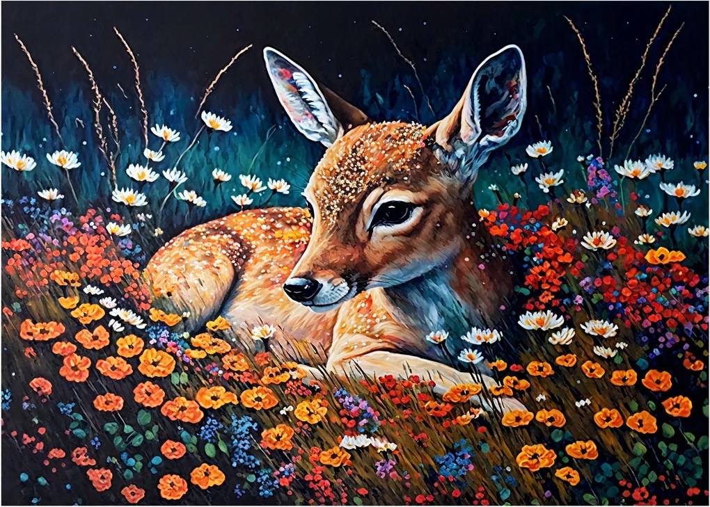Üveg kép - Festett szarvas (70x50 cm)