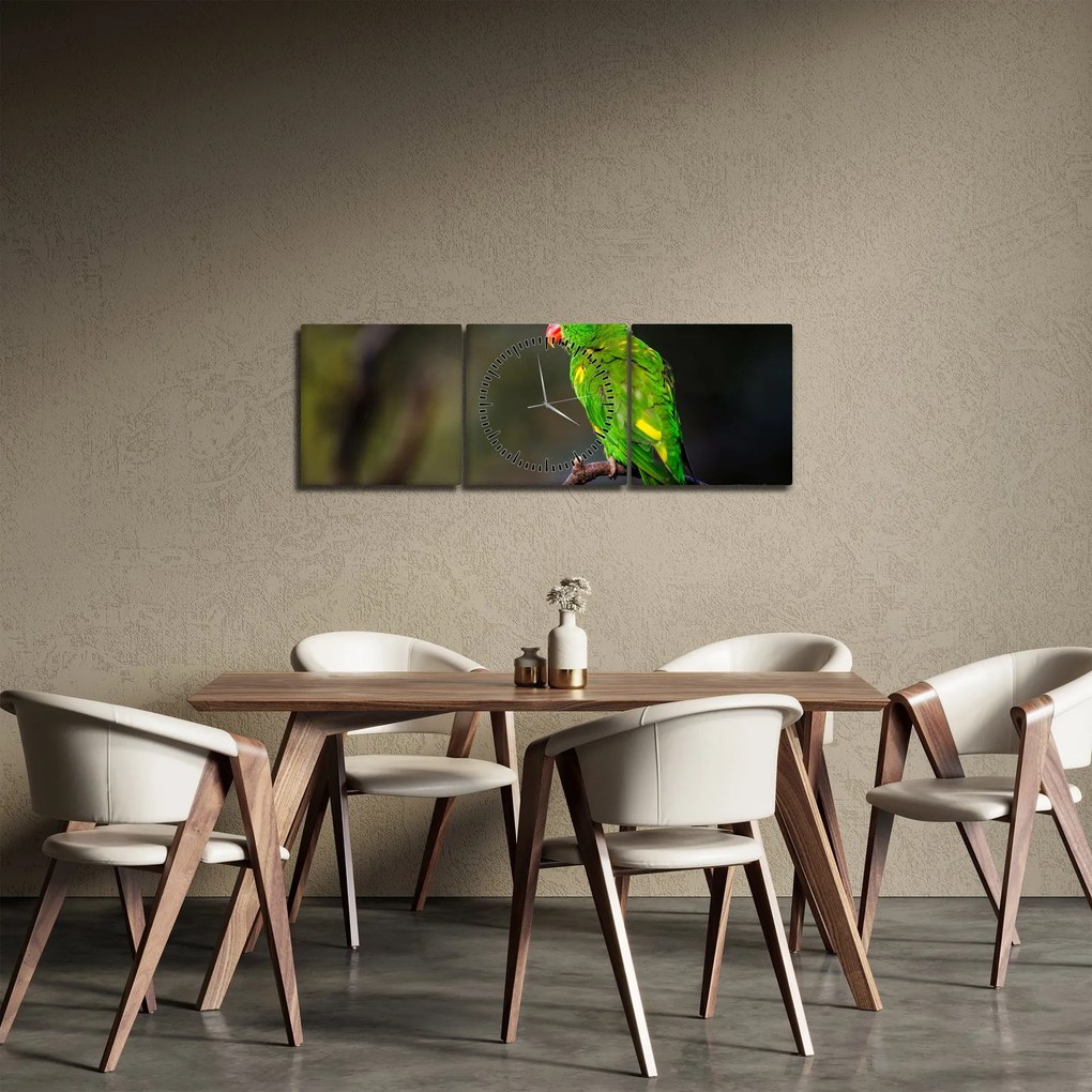 Papagáj egy ágon képe (órával) (90x30 cm)