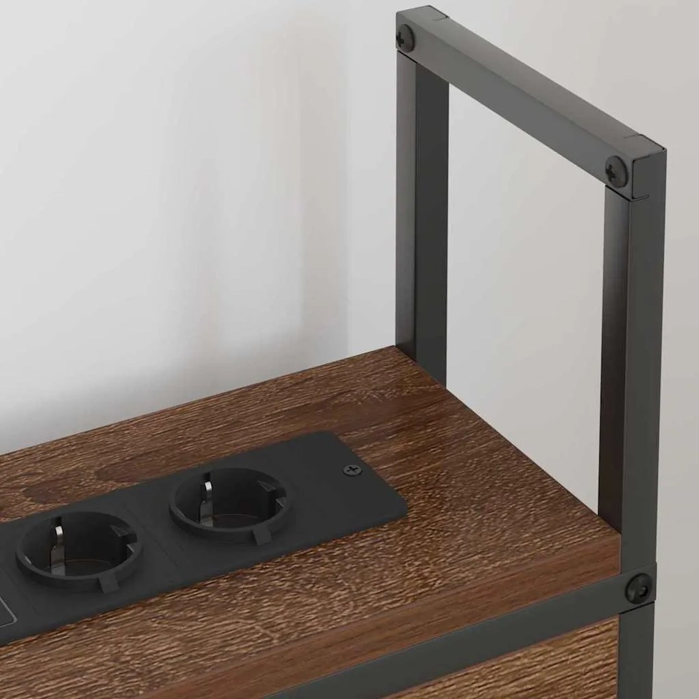 Tárolós Fejtámla Töltő Állomással barna tölgy 100 cm Faanyag