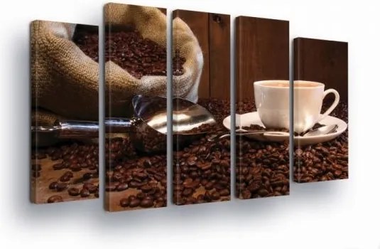 Vászonkép 150x100 Kávé szemes kávé csésze hangulat konyha barna nyomtatás
