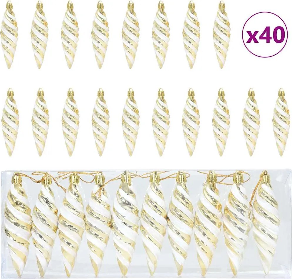 vidaXL Karácsonyi Spirális Alakú Gömb 40 pcs Arany Műanyag