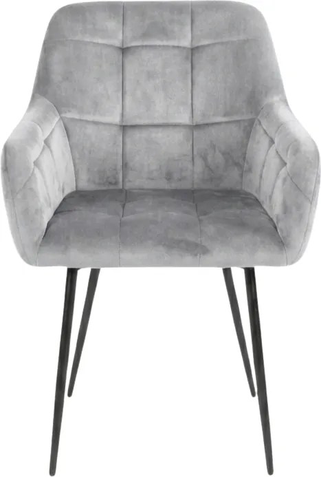 Szürke LOREN VELVET étkezőszék fekete lábakkal