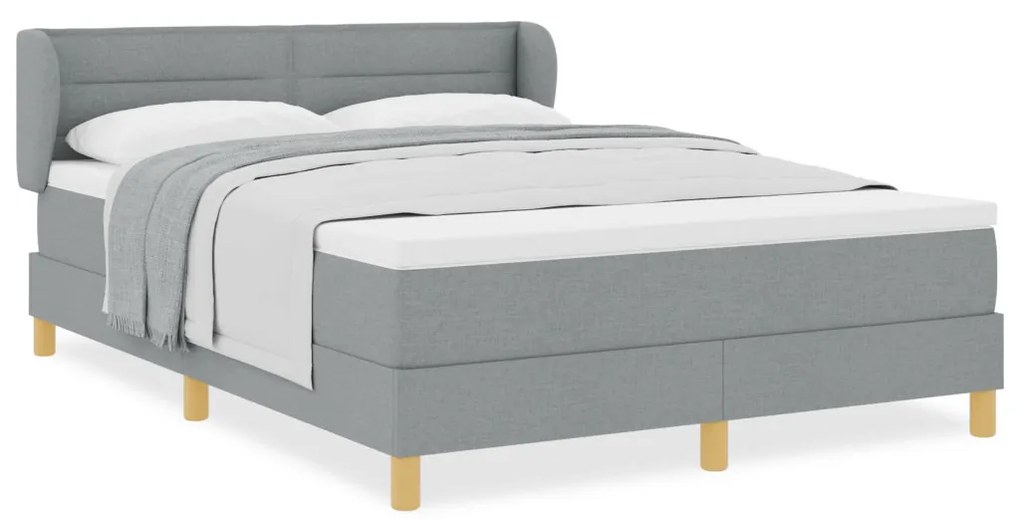 Boxspring Ágy Matrac Ezüstszürke 140x200 cm Szövet
