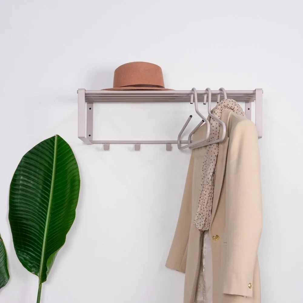 Szürkésbarna fém fali fogas polccal 70 cm Rex – Spinder Design