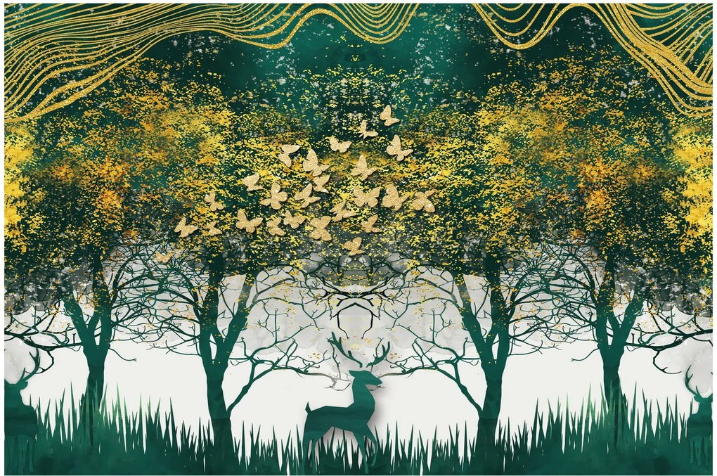 Kép - Szarvas a zöld erdőben (90x60 cm)