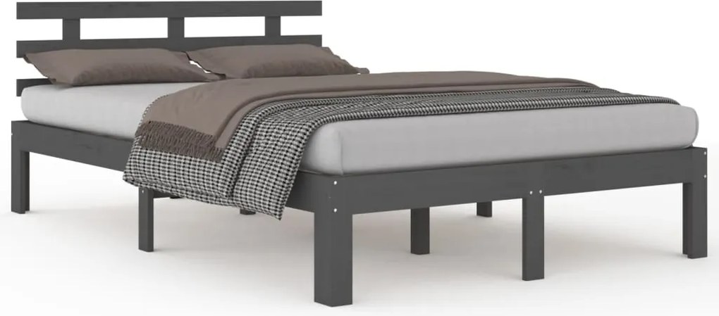 vidaXL szürke tömör fa ágykeret 200 x 200 cm