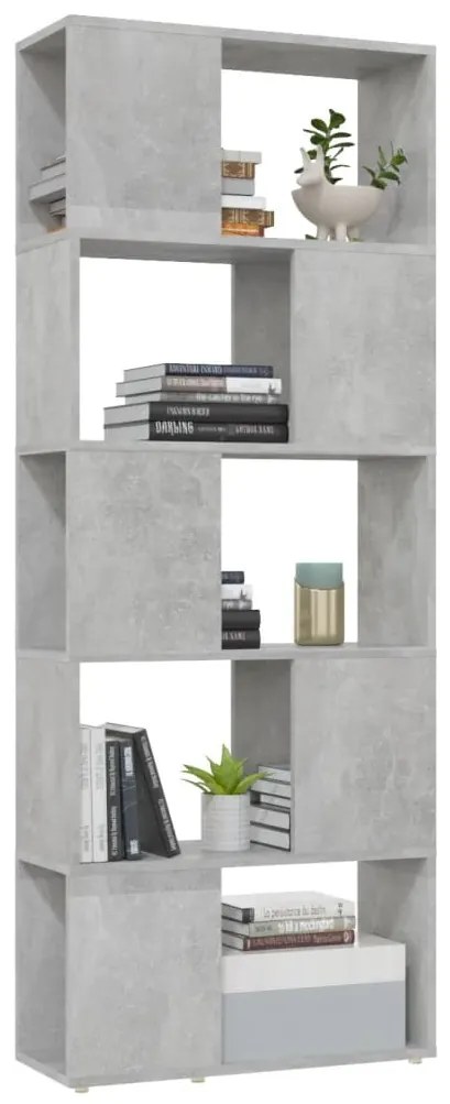 betonszürke térelválasztó könyvszekrény 60 x 24 x 155 cm