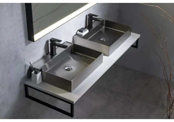 Sapho - AURUM 55x42 cm pultba szerelhető mosdó, szálcsiszolt nemesacél