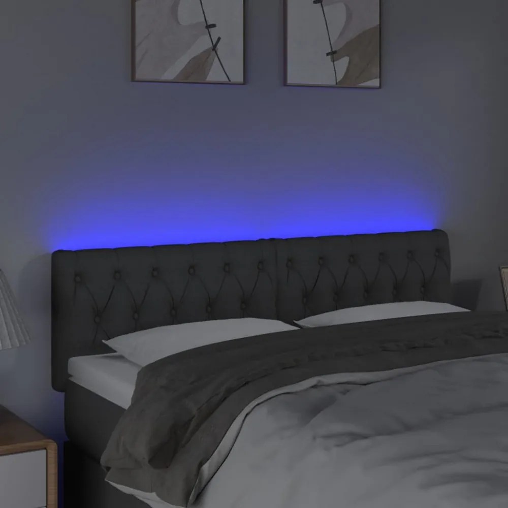 sötétszürke szövet LED-es fejtámla 160x7x78/88 cm