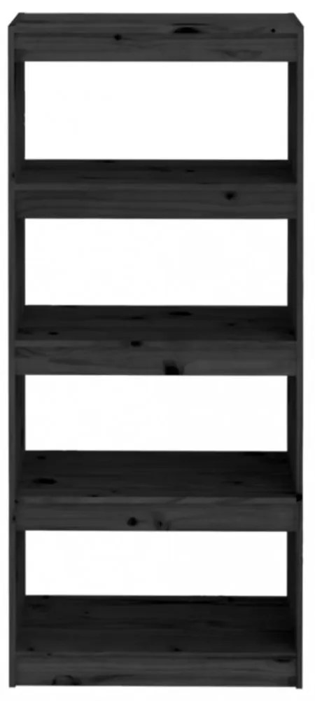fekete tömör fenyőfa könyvszekrény/térelválasztó 60x30x135,5 cm