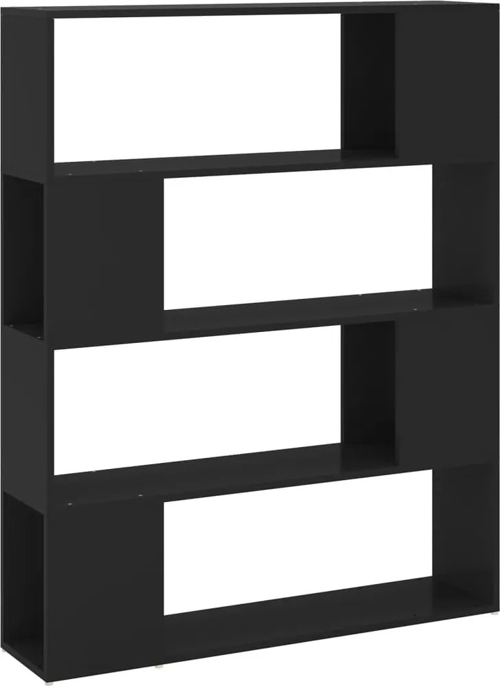 vidaXL fekete szerelt fa térelválasztó könyvszekrény 100 x 24 x 124 cm