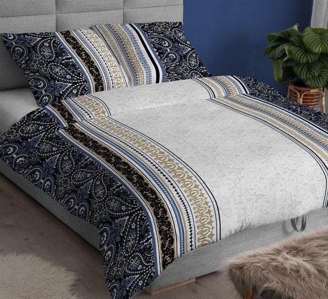 Szatén ágynemű 140x200 70x90 Magda kék