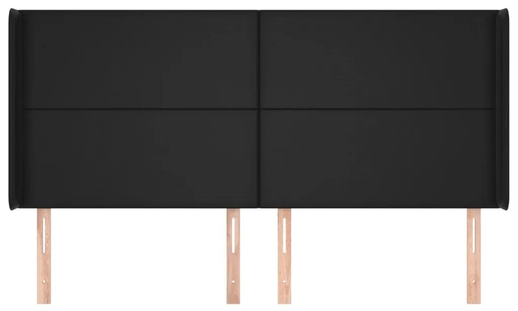 fekete műbőr fejtámla szárnyakkal 183x16x118/128 cm