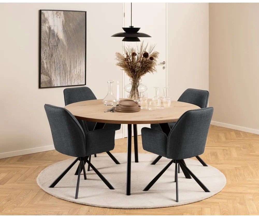 Sötétszürke kárpitozott karfás étkezőfotel szett 2 db-os Glenda – Actona