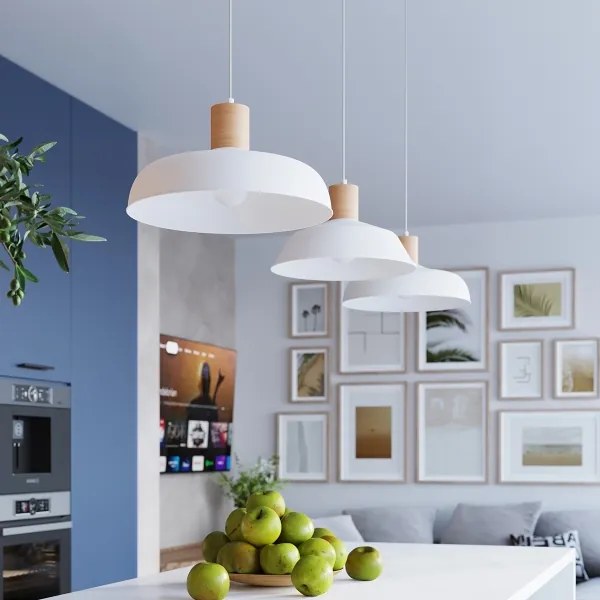 Sollux SL.1321 - Csillár zsinóron FANO 1xE27/15W/230V átm. 34 cm fehér