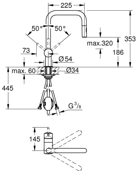 GROHE 32322002 - Mosogató csaptelep A, fényes króm