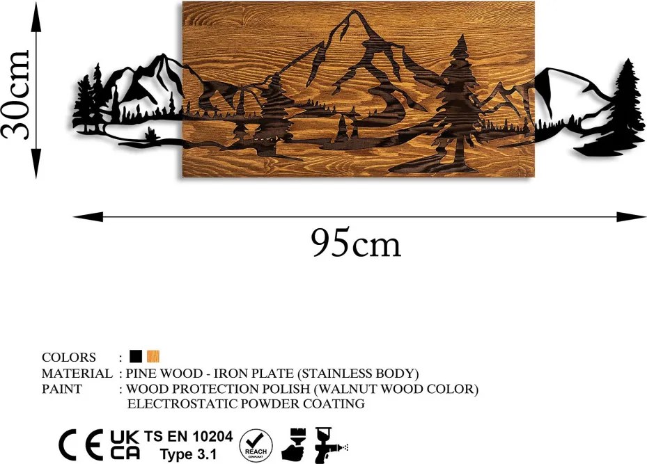 Mountain Range fa-fém faldekoráció