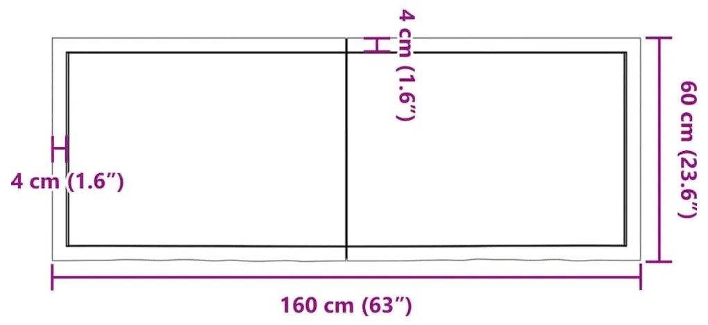 világosbarna kezelt tömör tölgyfa asztallap 160x60x(2-6) cm