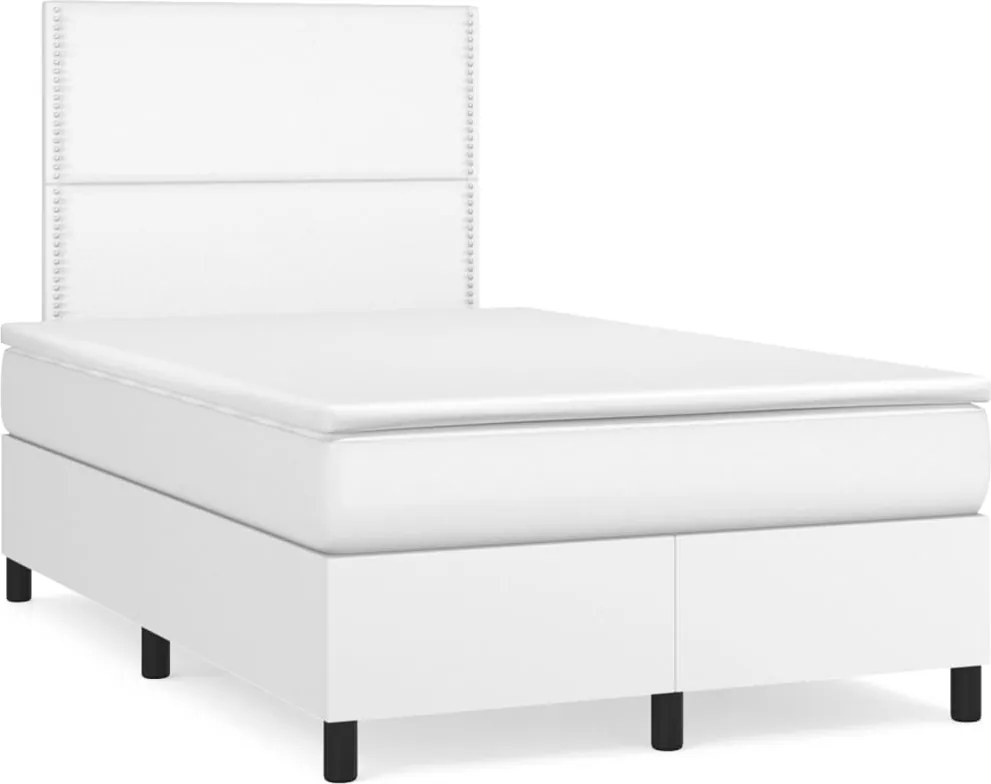 vidaXL fehér műbőr rugós ágy matraccal 120 x 200 cm