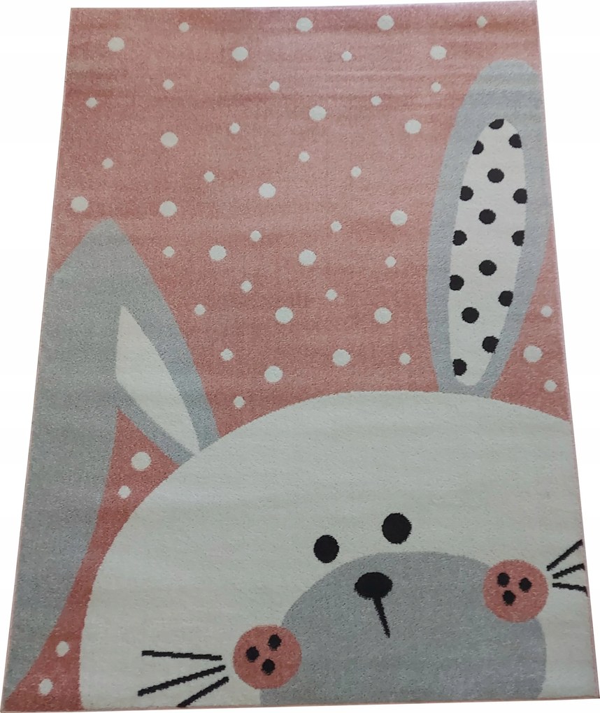 Szőnyeg kislánynak, rózsaszín nyuszi 133x190 cm