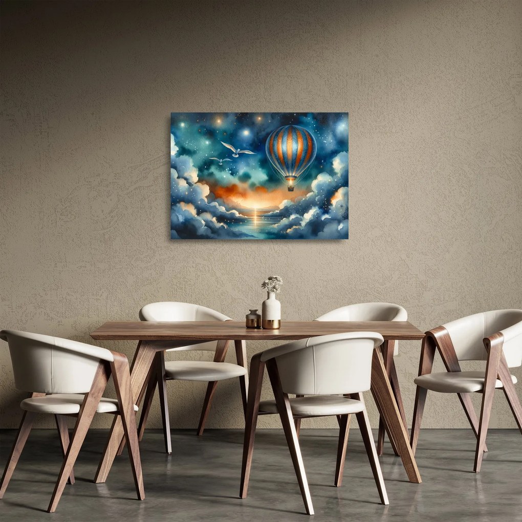 Üveg kép - Repülés az éjjeli ég alatt (70x50 cm)
