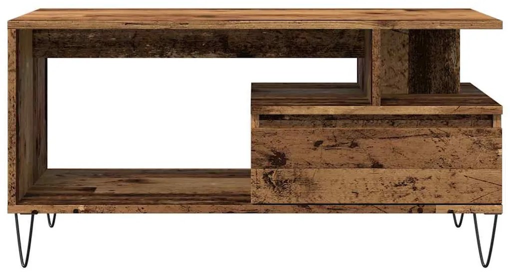 antik fa színű szerelt fa dohányzóasztal 90 x 49 x 45 cm