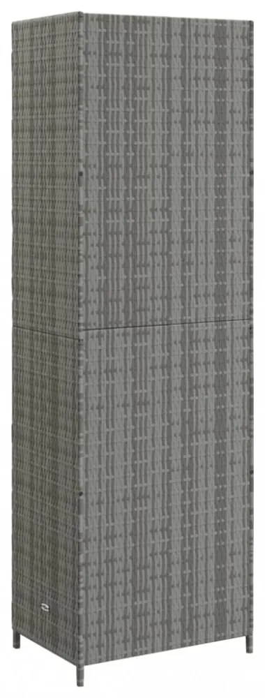 szürke polyrattan kerti tárolószekrény 59 x 40 x 180 cm