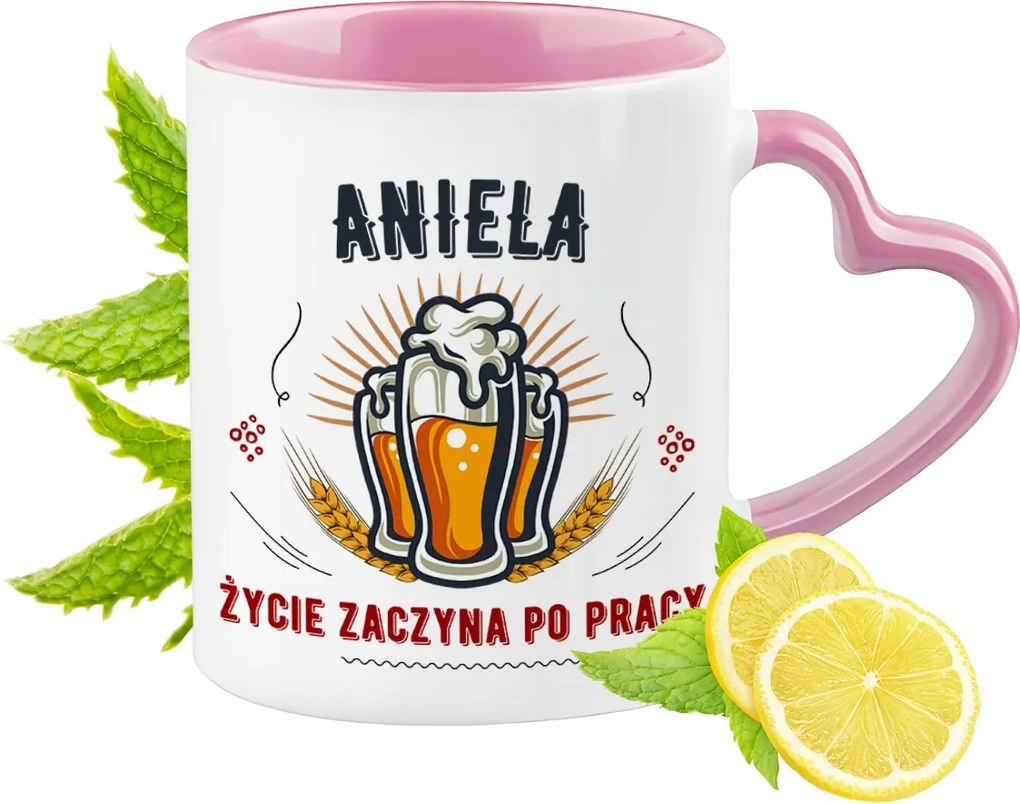 Angyalos bögre Rózsaszín, szív alakú füllel Kávé ajándék