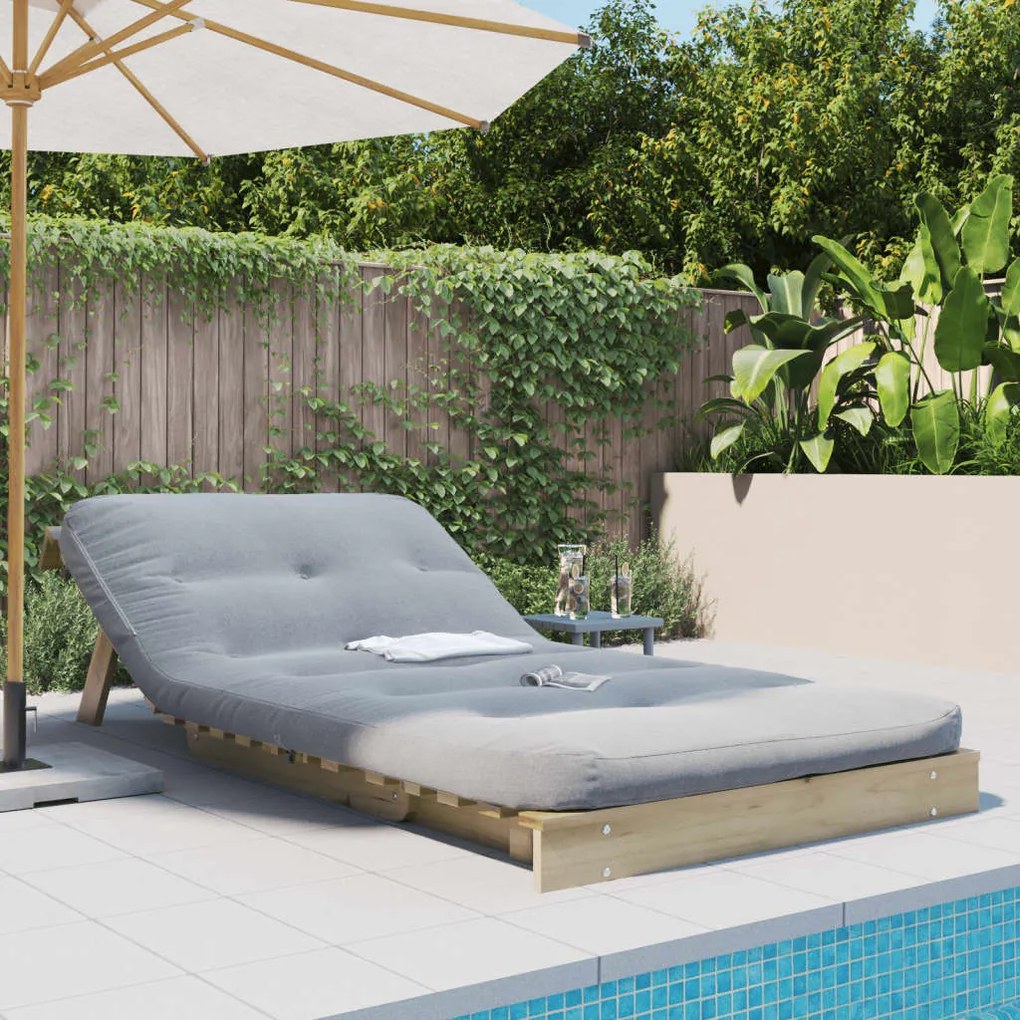 tömör impregnált fenyőfa futon kanapéágy matraccal 100x206x11cm