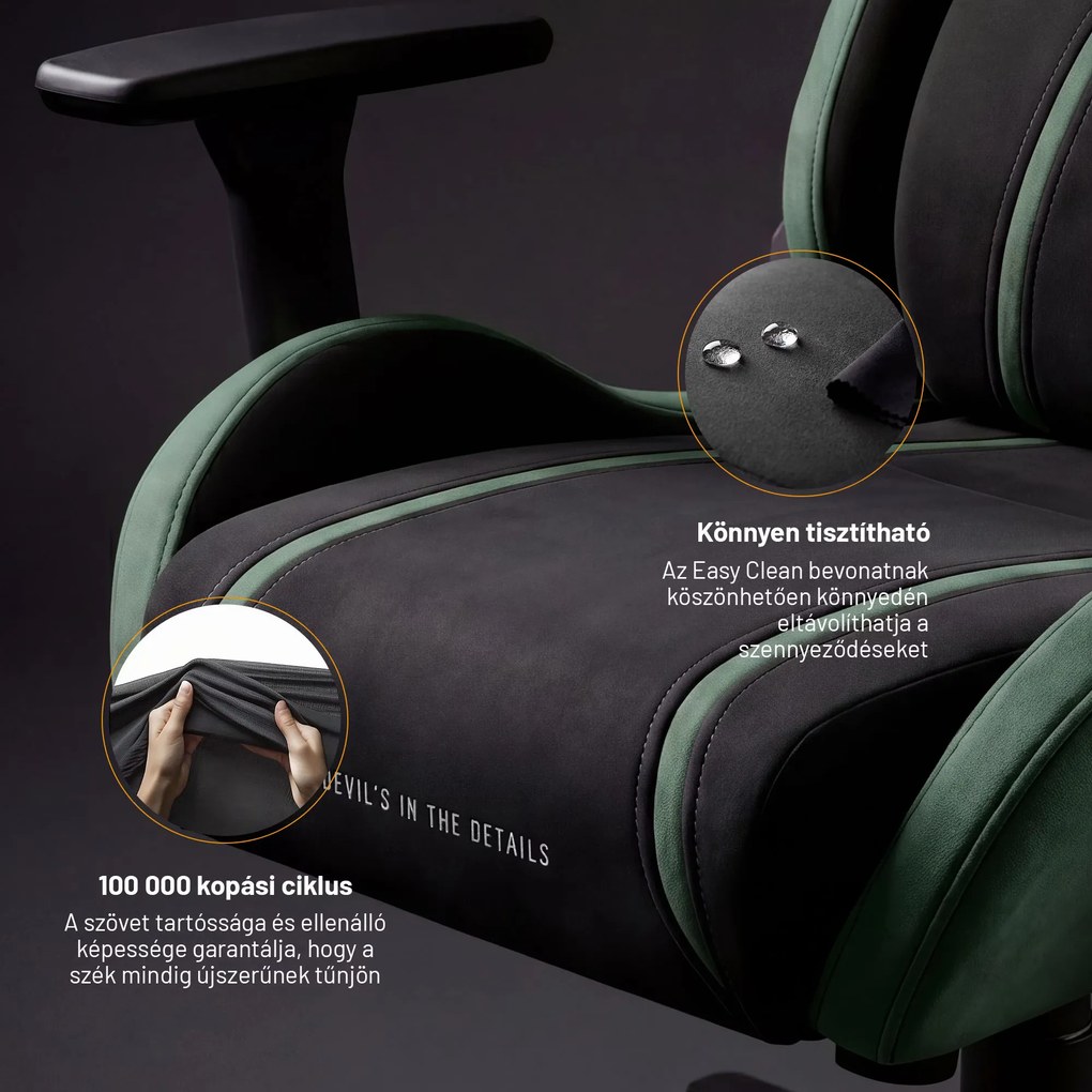 Gamer szék szövet Small Size, fekete-zöld: Diablo X-One 2.0 Forest Green