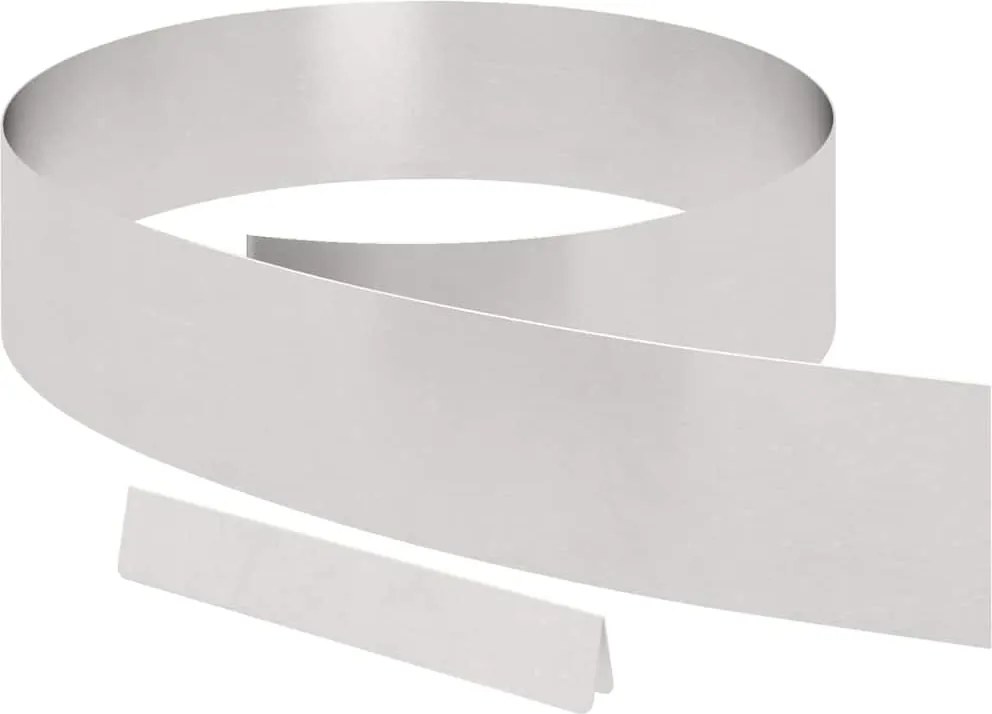 vidaXL Fűszegélyezés Ezüst 450 x 0.05 x 15 cm Rozsdamentes acél