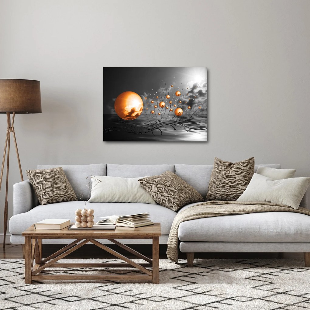 Narancssárga absztrakt gömbök képe (70x50 cm)