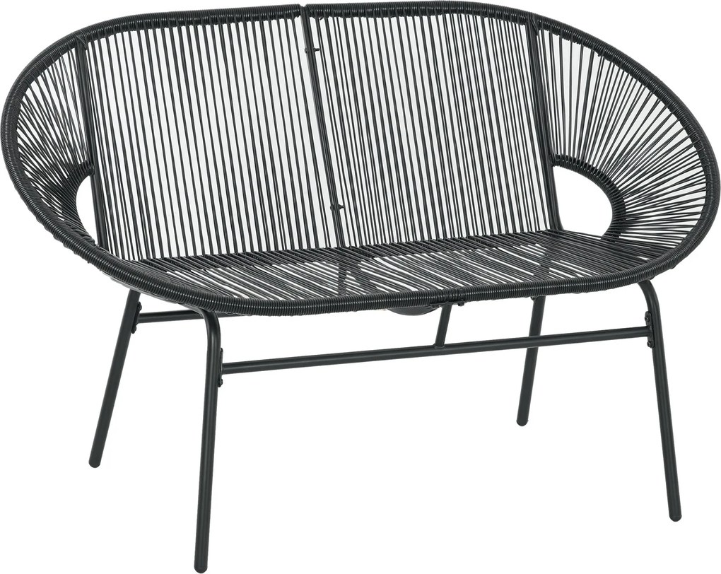 Outsunny Rattan Karosszék, Polirattanból készült Kültéri Szék, 260 kg teherbírású Időjárásálló Kerti Szék, Kerti Székek Kertre, Erkélyre, Teraszra, Fe