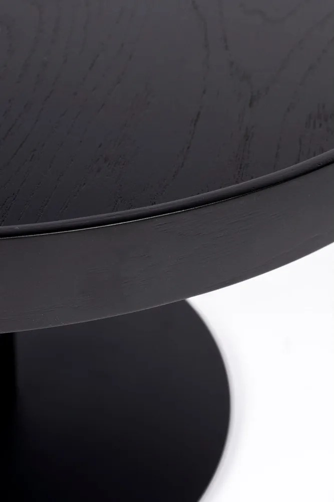 Fekete kerek dohányzóasztal tölgyfa dekoros asztallappal ø 56 cm Yuri M – White Label