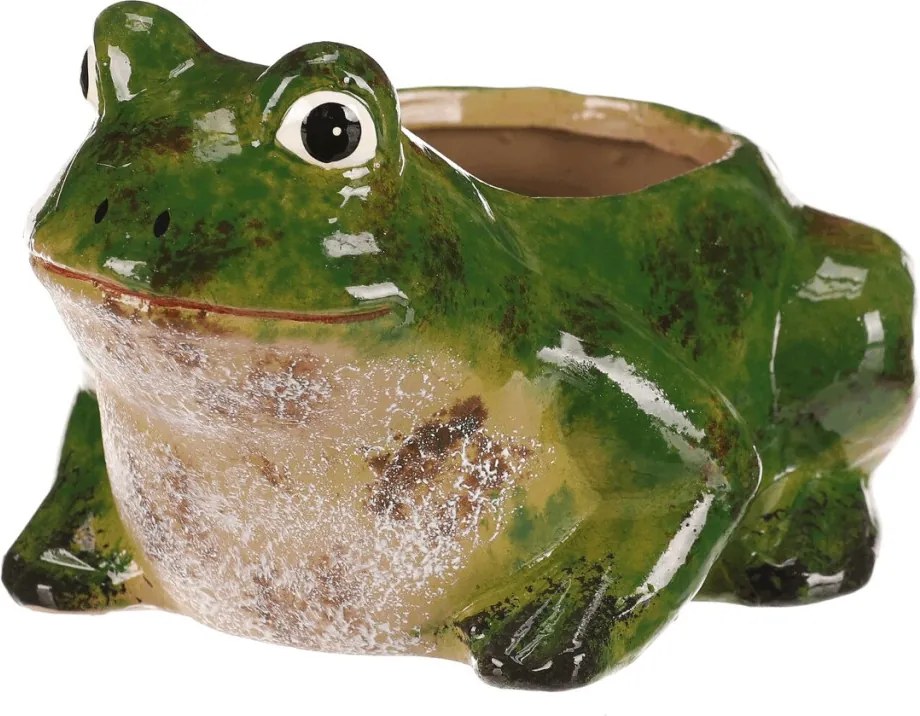 Kerámia virágtartó béka formában zöld